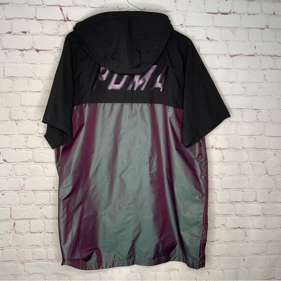 New Puma Men’s Size XL Wind Shirt Colorblock Iridescent‎ Short Sleeve Top Black - Picture 8 of 11